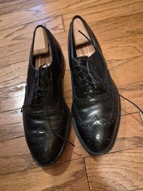 Johnston And Murphy Classic Black Men's Wingtip Brogue Dress Shoes Sz 12